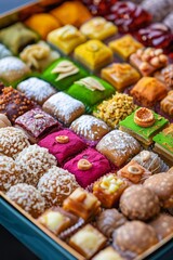 Indian sweets in box eye-level