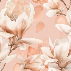 Elegant Magnolia Blooms on Soft Pastel Background