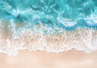 Naklejka premium A breathtaking coastline with sand from a bird's eye view - drone photography