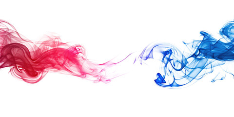 red and blue smoke isolated