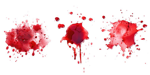 set of red blood drop splash isolated on white or transparent 