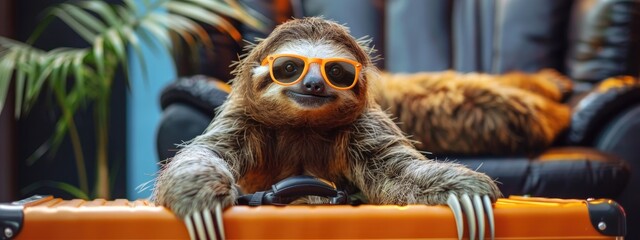 sloth in glasses. selective focus
