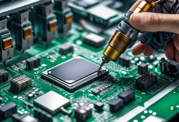 close up of the computer circuit board