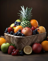 Naklejka na ściany i meble fruit basket with fruits