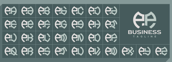 Geometric abstract shape letter P PP logo vector set