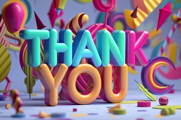 A Colorful "THANK YOU" 3D Message banner