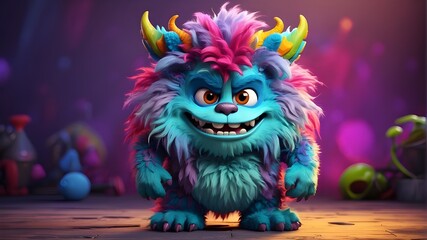 Vibrant Cartoon Furry Monster Character
