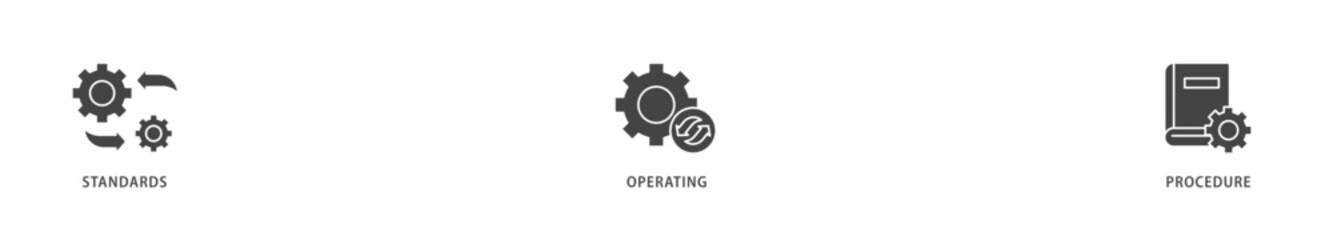 SOP icons set collection illustration of instruction, quality, manual, process, operation, sequence, workflow, iteration, and puzzle icon live stroke and easy to edit 