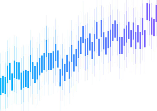 Abstract blue violet growing financial linear graph chart background. Vector lines tech design