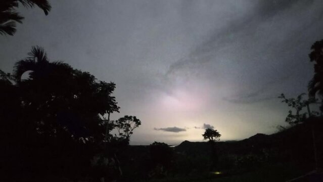 A mesmerizing sight - slow motion of lightning flashing through the evening sky. An epic natural spectacle captured in just a few seconds
