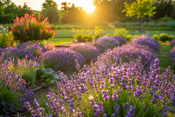 Obraz premium Twilight Glow Over Lavender Farm