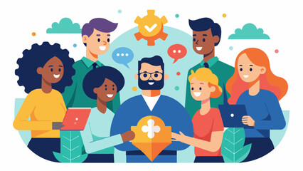 A team consisting of both introverted and extroverted individuals utilizing the diverse ways in which they approach problem solving to tackle a. Vector illustration