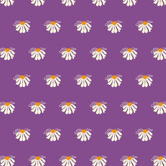 Seamless pattern daisy Lilac background dards posters banners Spring Summer fabric clothes Packaging wallpaper template Textile