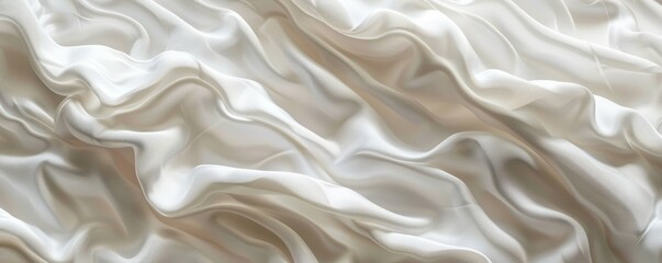 Obraz premium White Fabric Wallpaper with Ripples. Luxury Surface Texture.