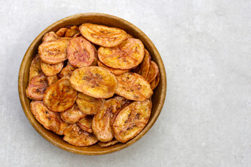 Crispy banana chips. Fruit snack