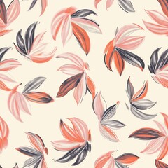 Elegant Autumn-Inspired Leaf Pattern for Textile Design
