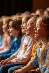 close-up of children sitting in the concert hall. selective focus