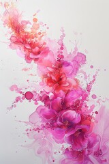 Pink and magenta alcohol ink painting, flower explosion, ai generated