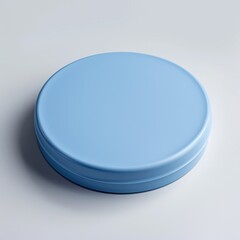 Round blue plastic container with a smooth surface.