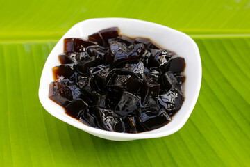 Grass jelly, herbal dessert. Mesona chinensis