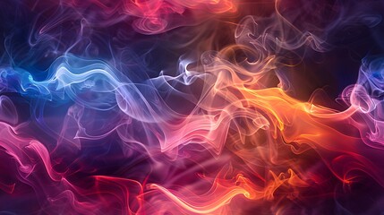 Colorful Waves of Cigarette Smoke: Abstract Artistic Composition