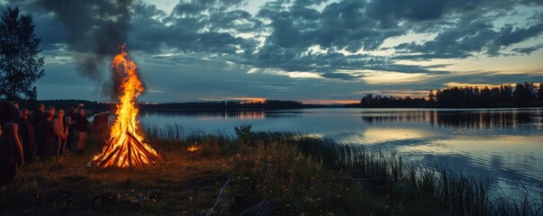 traditional finnish kokko - fire at midsummer