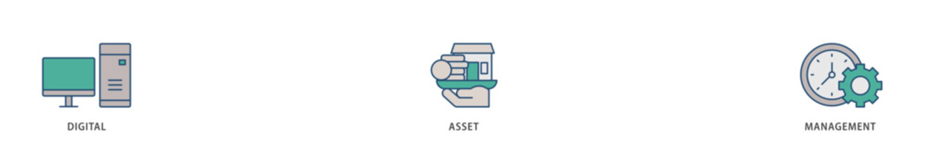 Dam icons set collection illustration of binary, automation, processing, design, data, network, and connection icon live stroke and easy to edit 