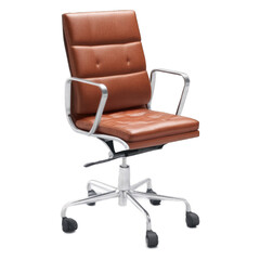 Obraz premium Brown leather chair isolated on transparent background.