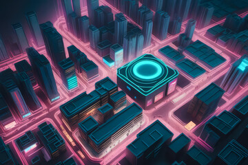 cyberpunk concept crowded city futuristic