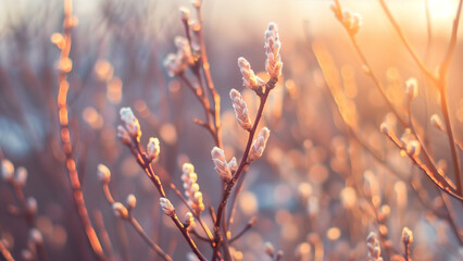 Spring’s Promise: Unbloomed Willow Twigs