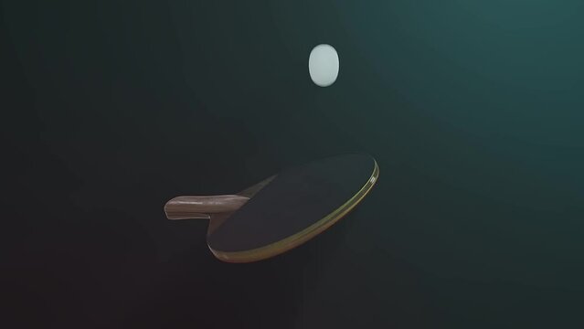 Animation of a ping pong tennis racket hitting a ball