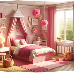 children's bedroom design in low poly