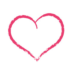 Hand drawn crayon red heart painted by lipstick or pencil. Chalk drawing