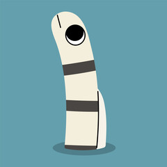 Zebra garden eel single 1 cute on a blue background, vector illustration.