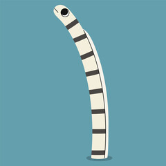 Zebra garden eel single 5 cute on a blue background, vector illustration.