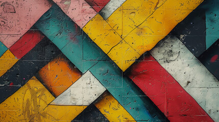 A modern graffiti artwork featuring geometric patterns and sharp lines, showcasing creativity and artistic expression.