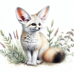 흰 배경, 사막여우 (white background, Fennec fox)