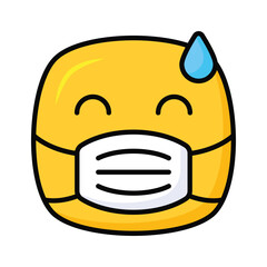 Ill emoji vector design, face mask on emoji face
