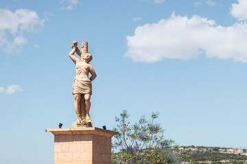 Statue at the entrance of Peak Bernal, at the Monolith of Queretaro in Mexico