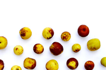 Fresh jujube fruit on white background