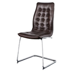 Brown leather chair isolated on transparent background.