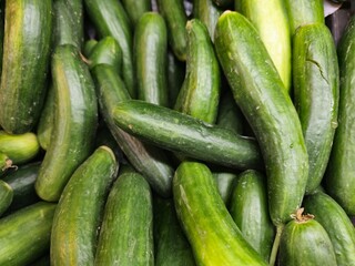 fresh cucumbers in market, Cucumber background Cucumber harvest. many cucumbers. cucumbers from the...