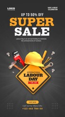 International labour day super sale instagram story design template
