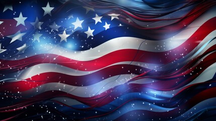 Red white and blue, stars and stripes background abstract