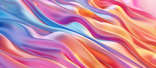 Obraz premium Abstract background featuring smooth, soft wavy lines in pastel rainbow hues.