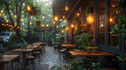 Naklejka premium Old-fashioned cafe terrace