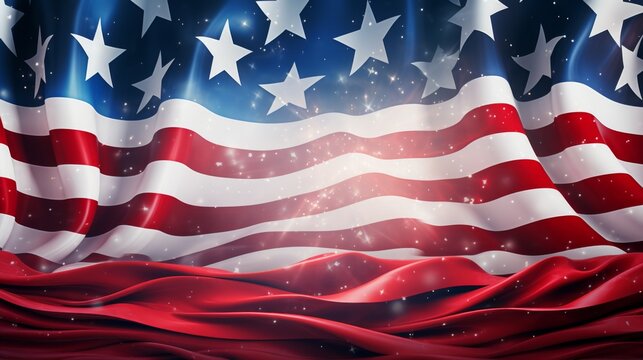 Red white and blue, stars and stripes background abstract