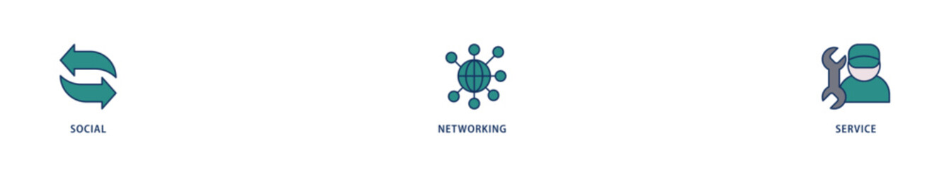 SNS icons set collection illustration of communication, chat, community, internet, and user icon live stroke and easy to edit 