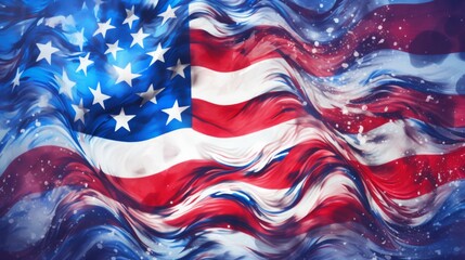 Red white and blue, stars and stripes background abstract