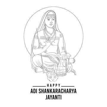 Adi guru shankaracharya jayanti vector illustration. Adi Shankaracharya sketch. Editable sketch